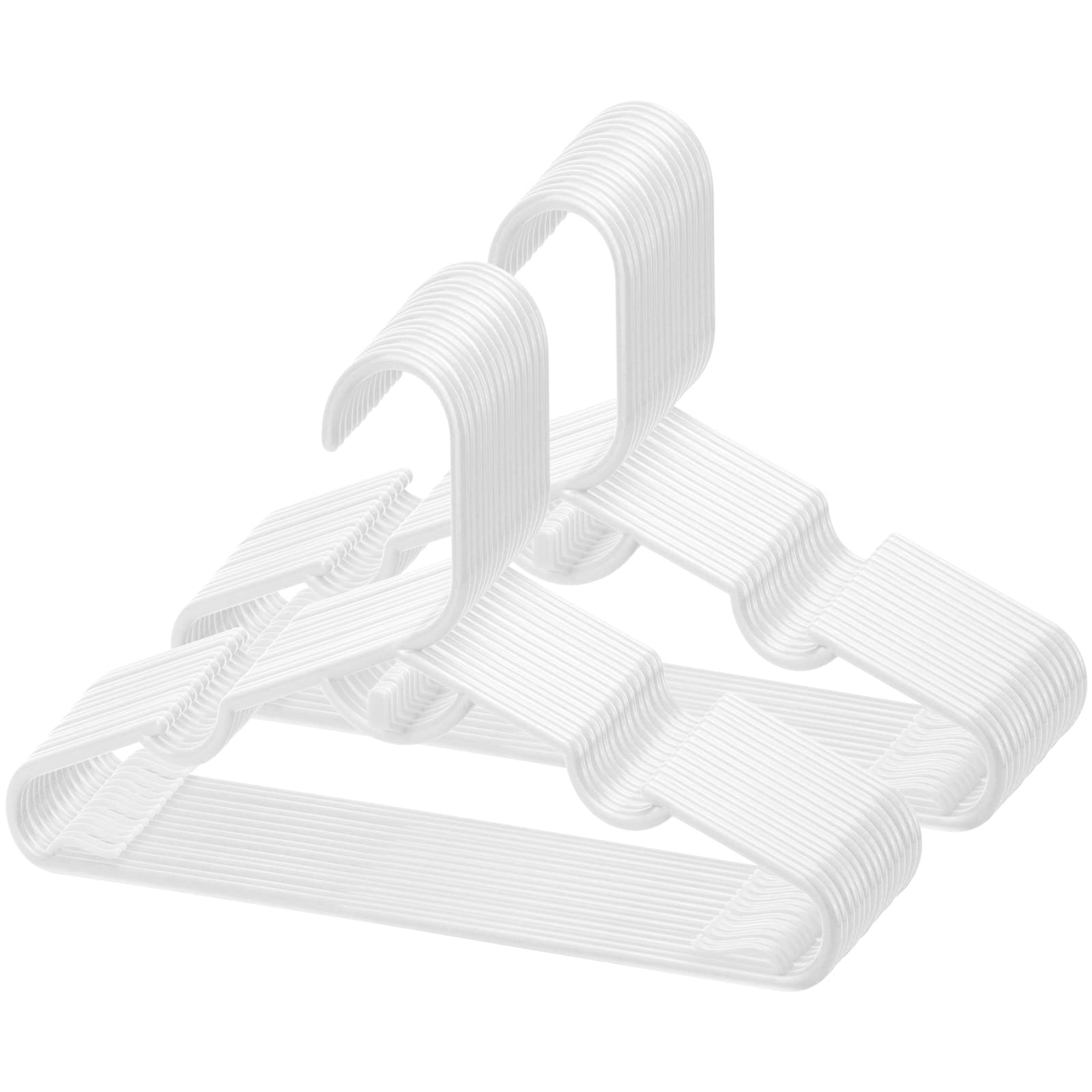 Trusir Kids Plastic Hangers, 100 Pack, 11.5 Inch, White, Ideal For Closet, Baby And Toddler Clothes