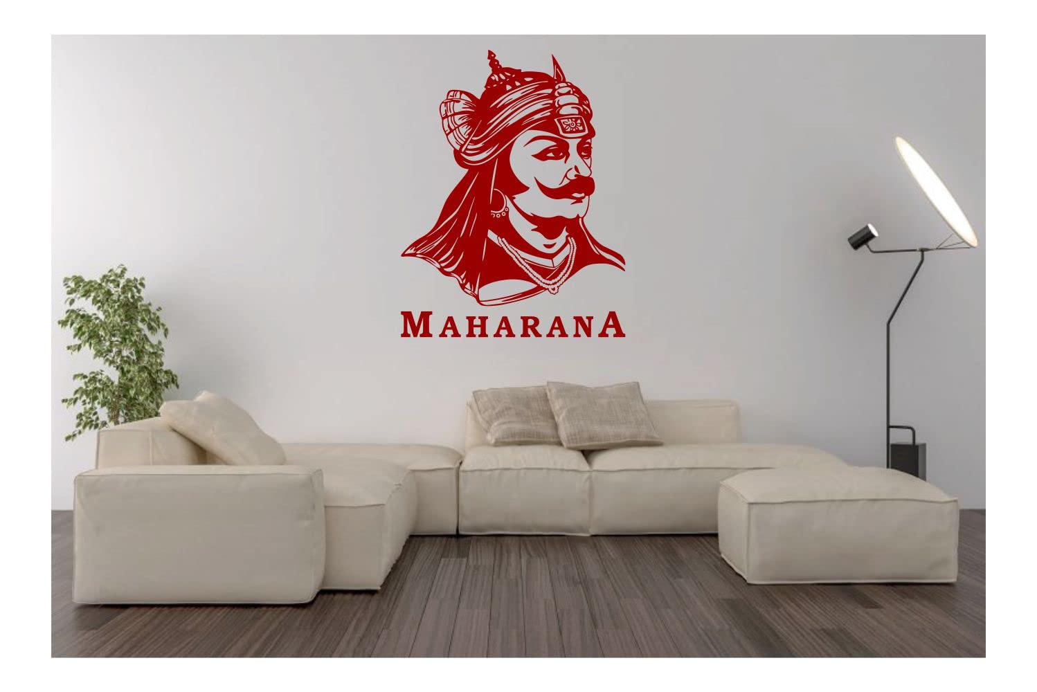 decalbazaar Vinyl Maharana Pratap Singh Glossy Glass Wall Sticker, 23 x 18 Inches Maroon