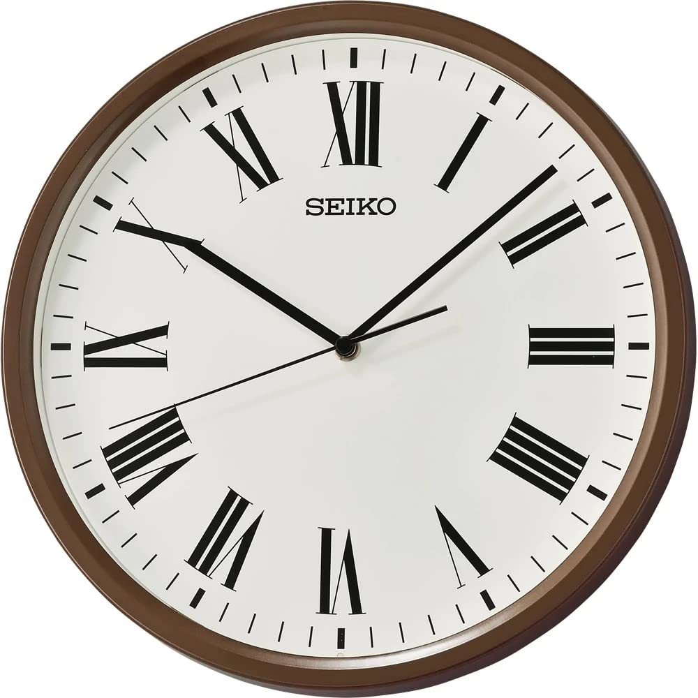 Seiko Elegant Round Brown Plastic Analog Home Decor Roman Figure Wall Clock With Sweep Movement (Size: 30.5 X 4.5 X 30.5 Cm | We