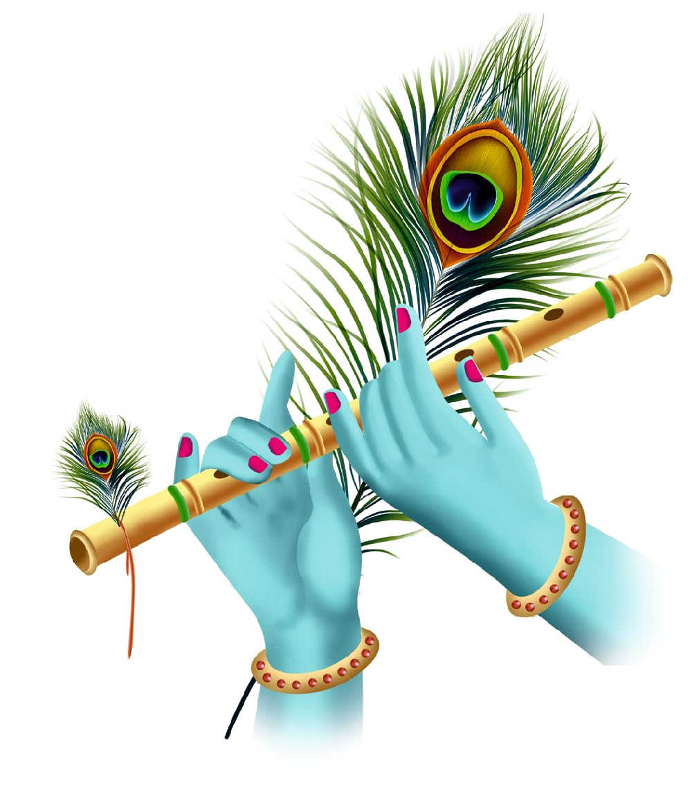 Akki Wold Krishna Flute in Hands Vinyl Wall Sticker for Living Room, Bedroom, Kids Room Sticker Size - 40Cm X 48 Cm