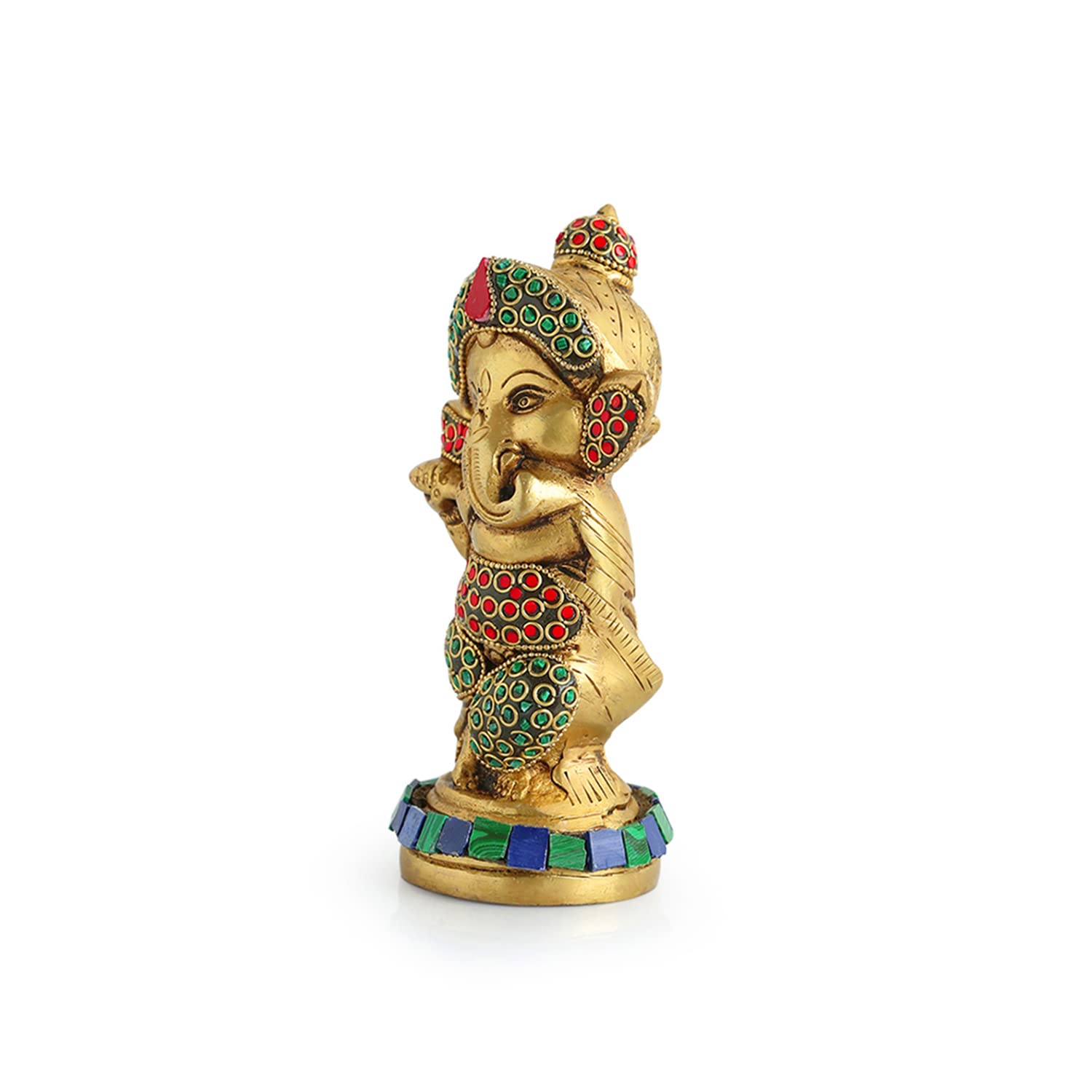 Exclusivelane Englighted Ganesha Idol For Home Dcor (Pure Brass, 0.9 Kg) | Lord Ganesh For Pooja Room, Murti, Statue, Ganpati