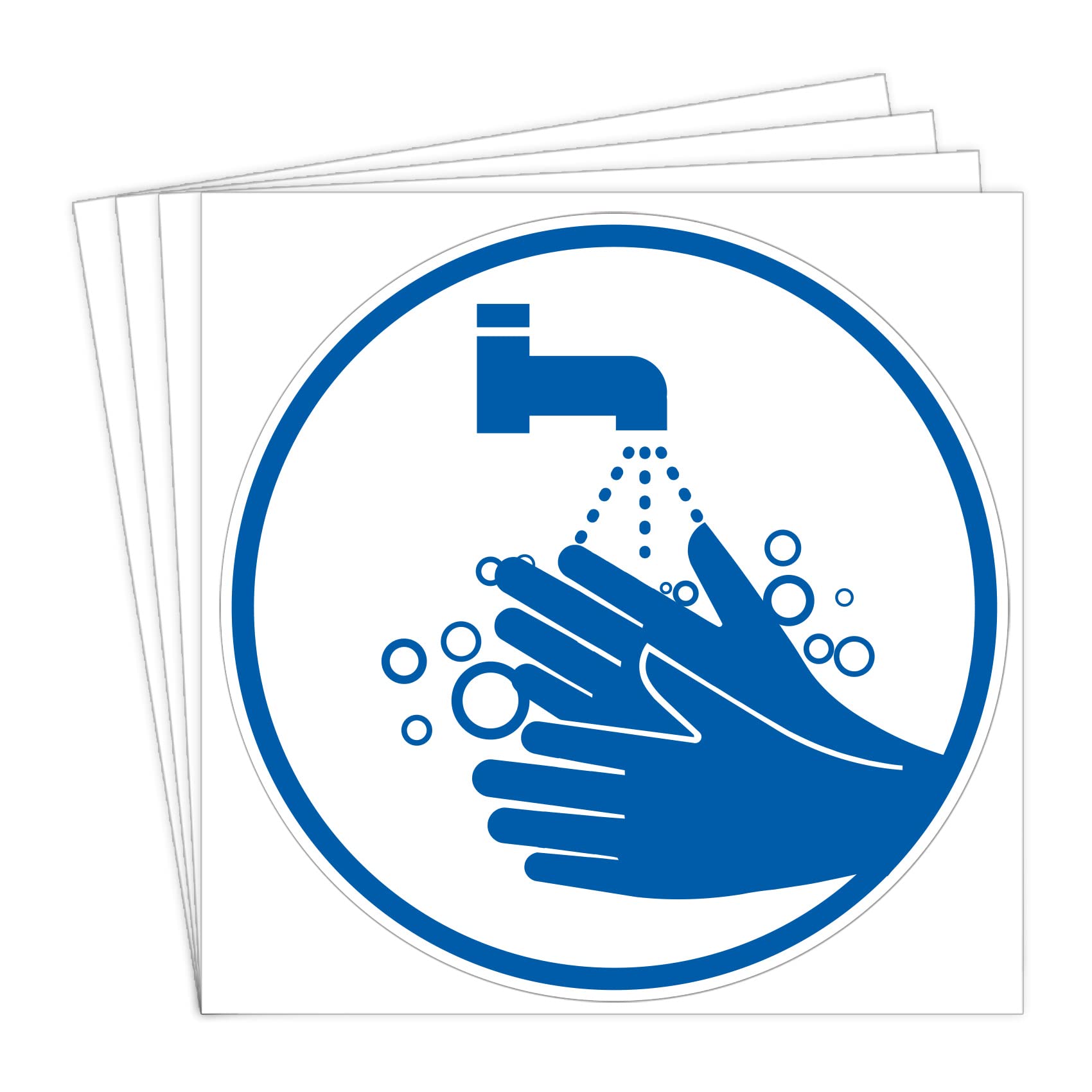 Dealzepic - Wash Hands/Hand-Washing Sign Sticker - Self Adhesive Peel And Stick Waterproof Warning Vinyl Decal - 3.94 Inches In