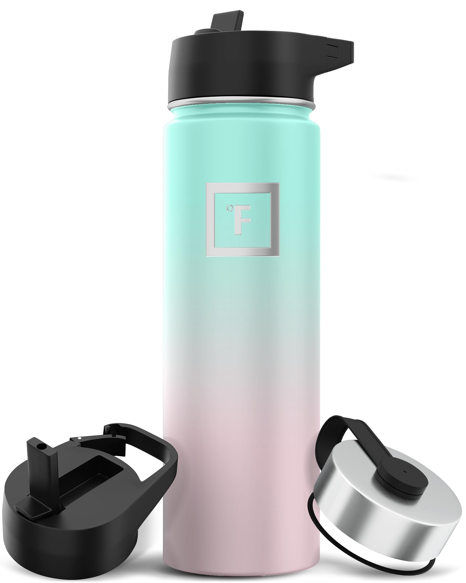 Iron Flask Camping & Hiking Hydration Flask With 3 Lids - Stainless Steel, Double Walled & Vacuum Insulated Water Bottle - Leak