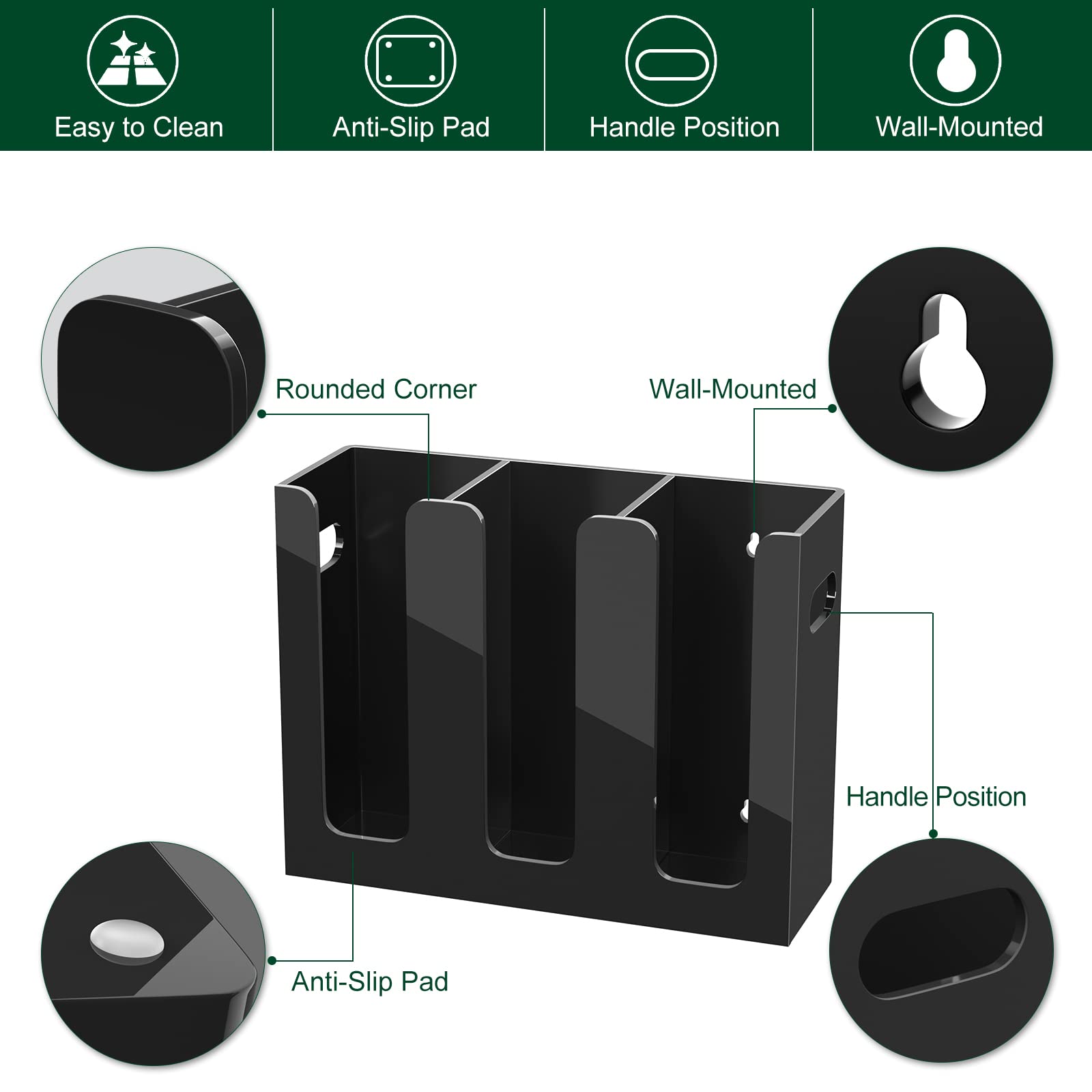 Bosscasa Disposable Coffee Cup Dispenser With Handles, Countertop Or Wall Mount Hot/Cold Drink Cup And Lid Holder - Bathroom/Kit