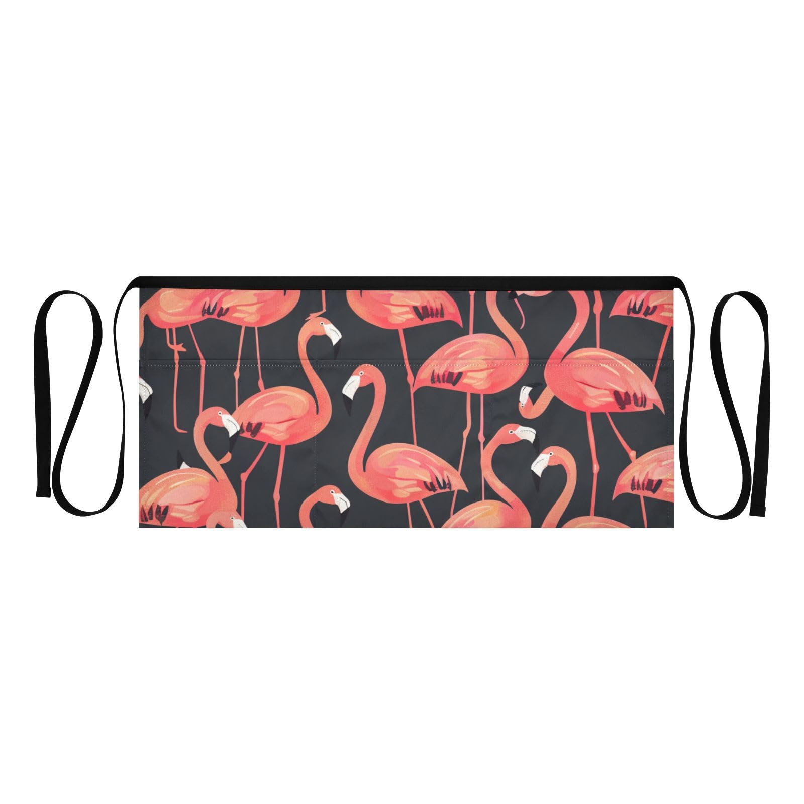 Senya Server Apron Whispering Flamingos Kitchen Cooking Aprons For Women Men With Pockets Waitress Short Apron
