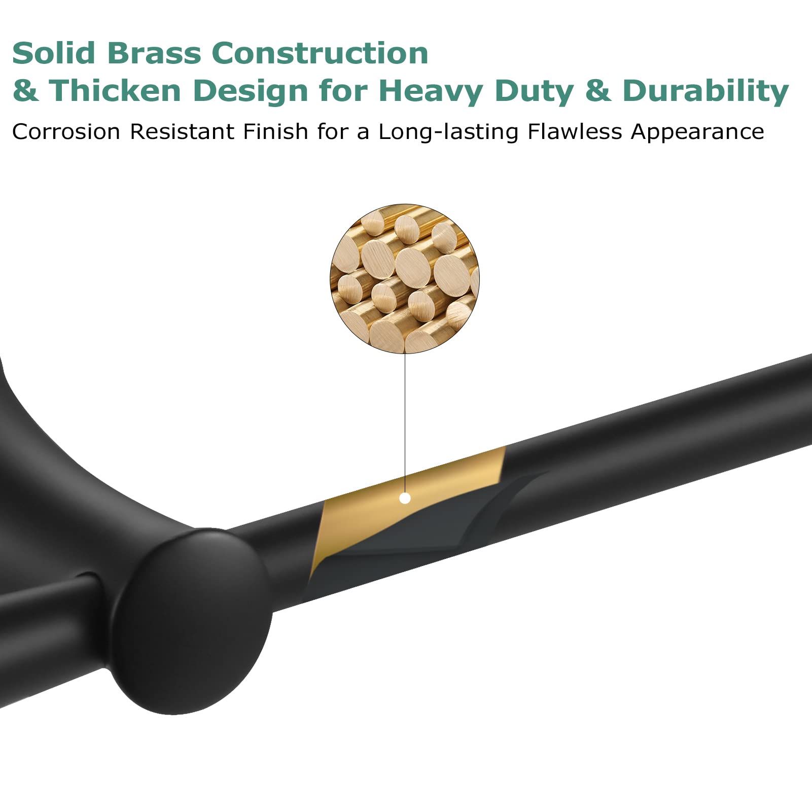 Parlos 4-Pieces Brass Bathroom Hardware Accessory Set Matte Black Towel Bar, Towel Ring, Toilet Paper Holder And Robe Hook Inclu
