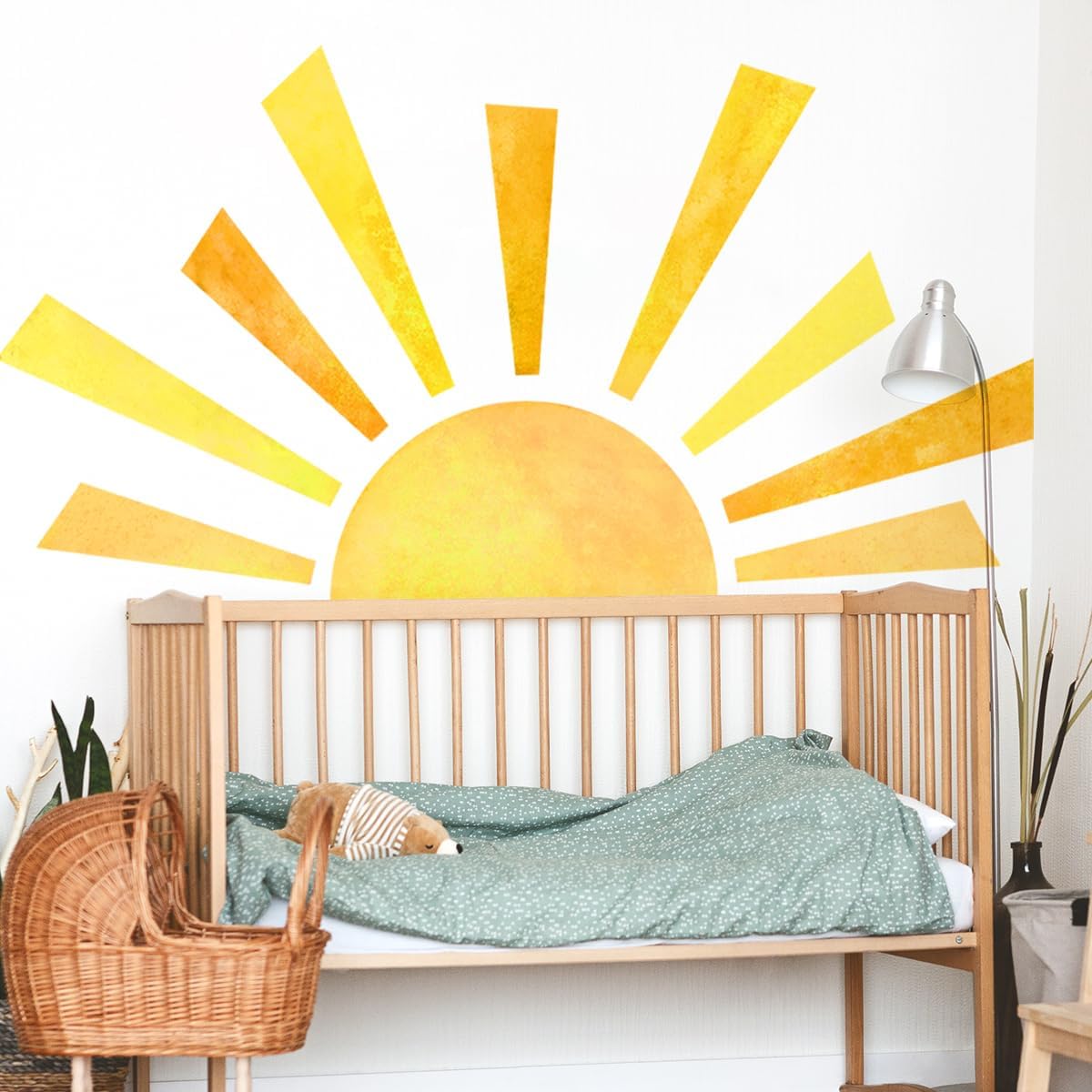 42 X 23.5 Inch Half Sun Wall Decals Watercolor Sun Wall Stickers Removable Peel And Stick Modern Wall Decals Sunshine Wall Stick