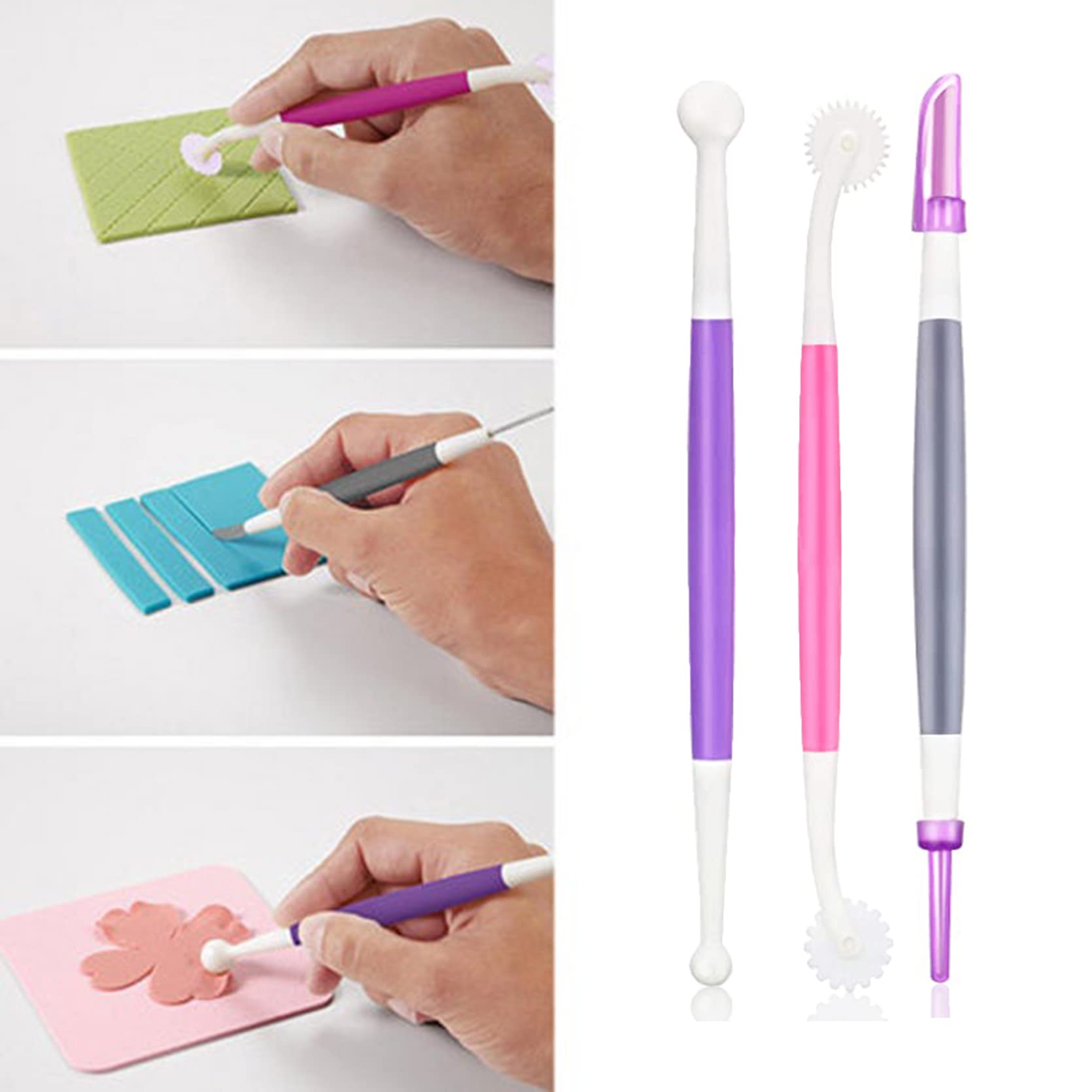 Wafjamf 8 Pcs Cake Decoration Brushes Tools Set, Cookie Decorating Supplies Kit, Food Paint Brush With Double Head Fondant Gum P