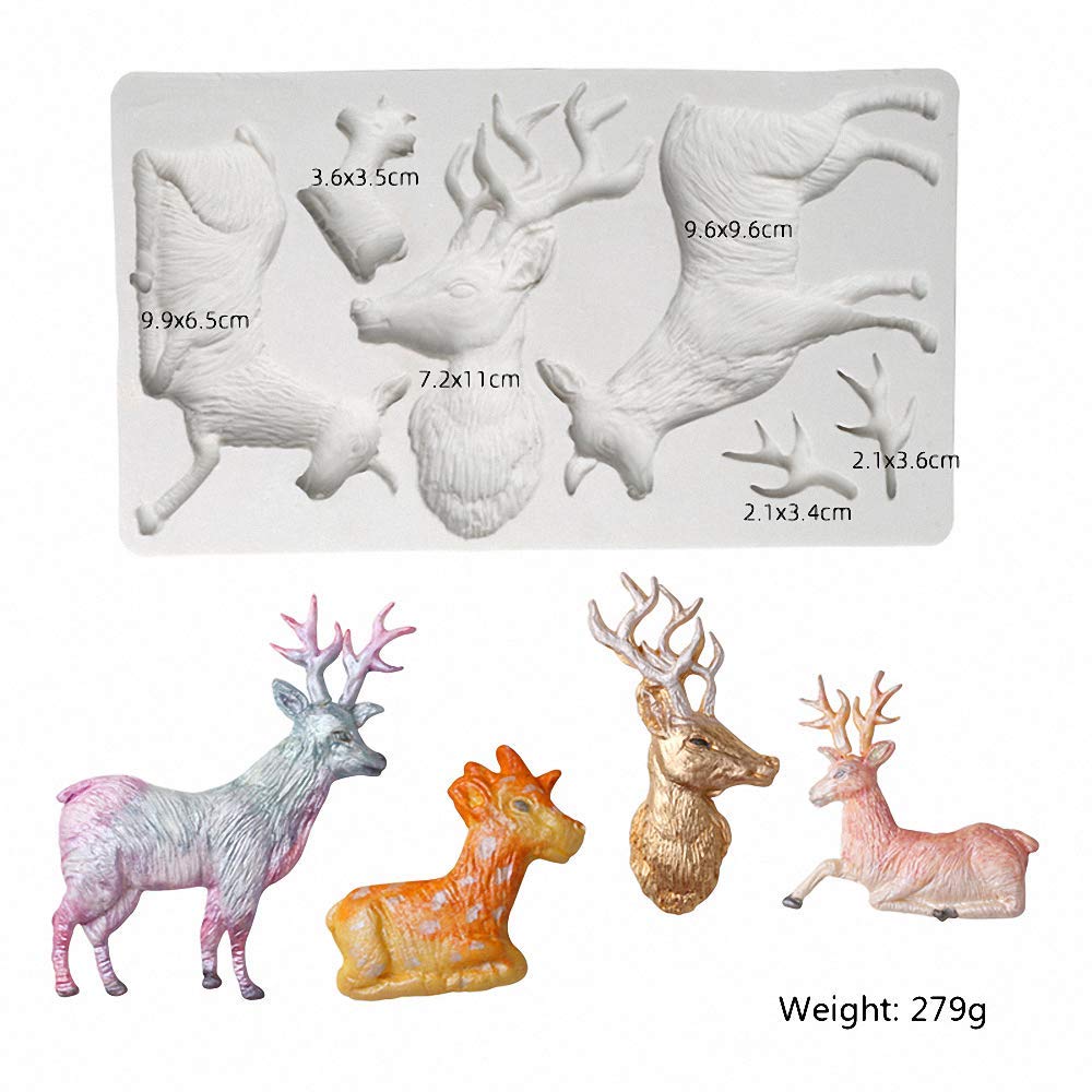 Christmas Reindeer Cake Fondant Mold Elk Deer Silicone Sugar Craft Gum Paste Mold Cake Cupcake Decorating Tools Polymer Clay Res