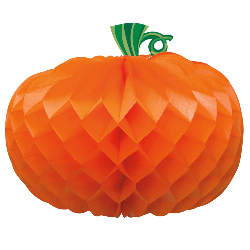 Orange Pumpkin Shaped Honeycomb Centerpiece (10.75) - Eye-Catching Decoration - Perfect For Fall Festivities & Halloween
