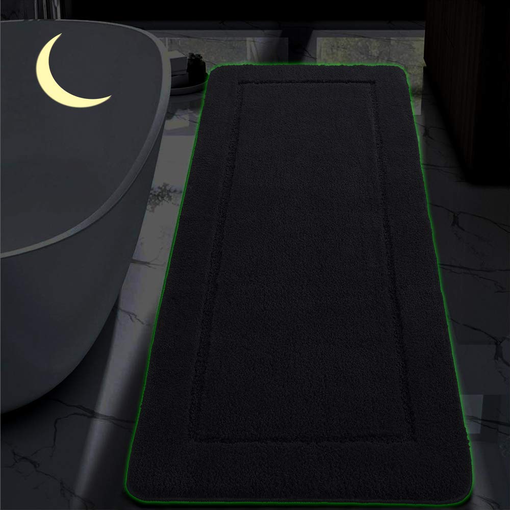 LOCHAS Luminous Non Slip Bathroom Rugs Runner 24 x 60 Inch  Extra Soft and Comfy Bath Mats Rug  Absorbent Thick Microfiber Mat Carpets for Shower  Light Gray