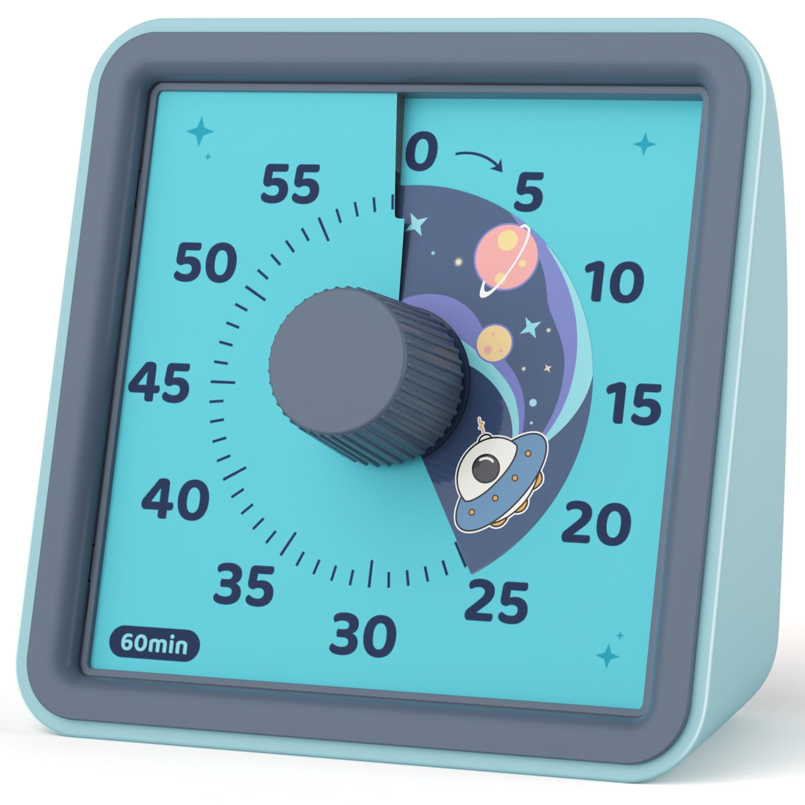 LIORQUE 60 Minute Visual Timer for Kids, Visual Countdown Timer for Classroom Office Kitchen with Space Ship Pattern Design, P