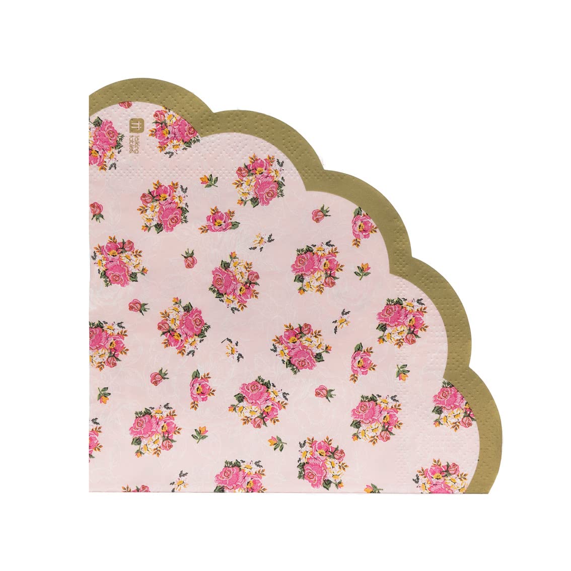 Talking Tables Truly Scrumptious Scalloped Floral Paper Table Napkins For A Tea Party, Pink (20 Pack)