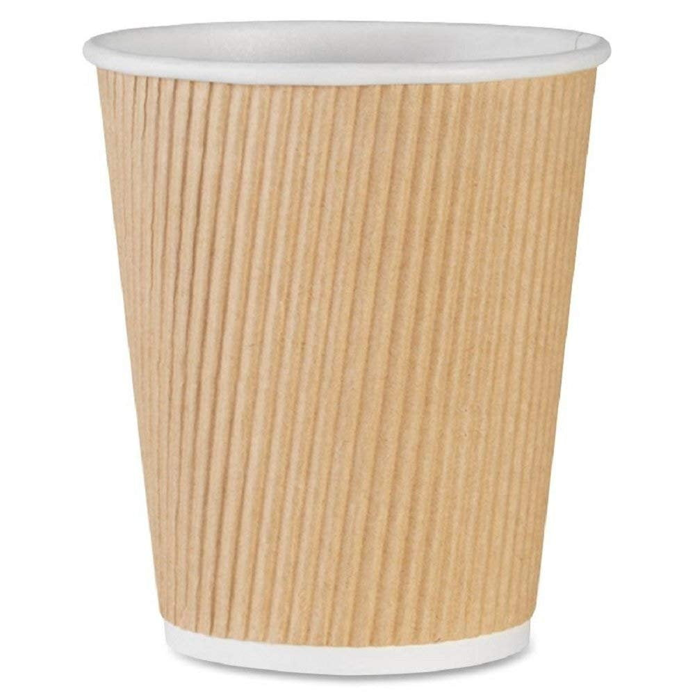 Nyhi Set Of 150 Ripple Insulated Kraft 12 Oz Paper Cups Coffee Tea Hot Cups Recyclable 3 Layer Rippled Wall For Better Insulatio