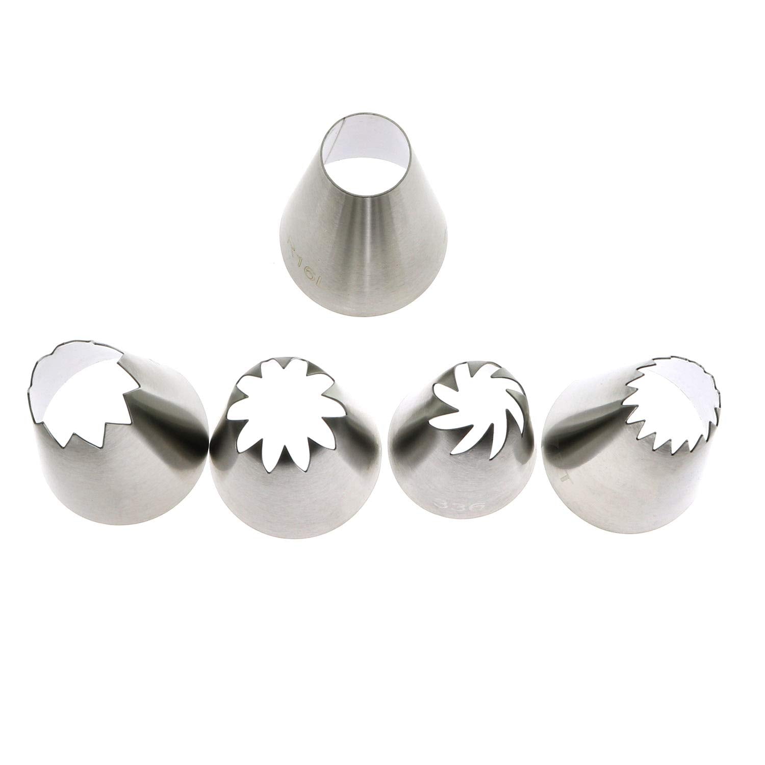 Longdex Icing Piping Tip Nozzle 6Pcs 304 Stainless Steel Extra-Large Nozzle Tool Tips Set For Box Cake Cupcake Sugarcraft Decora