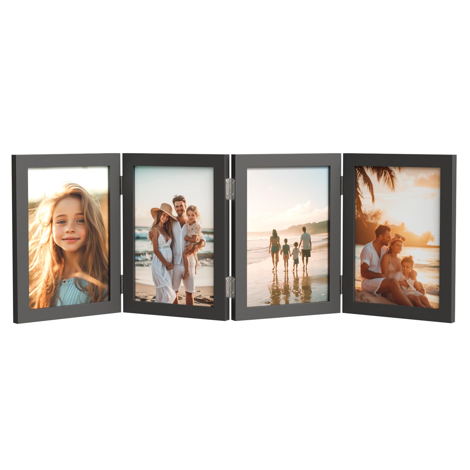 Warm&Love 3 Picture Frame 4X6 Inch Hinged Picture Frame Mdf Wood Picture Frame Rustic Desktop Acrylic Frame Family Photo Collage