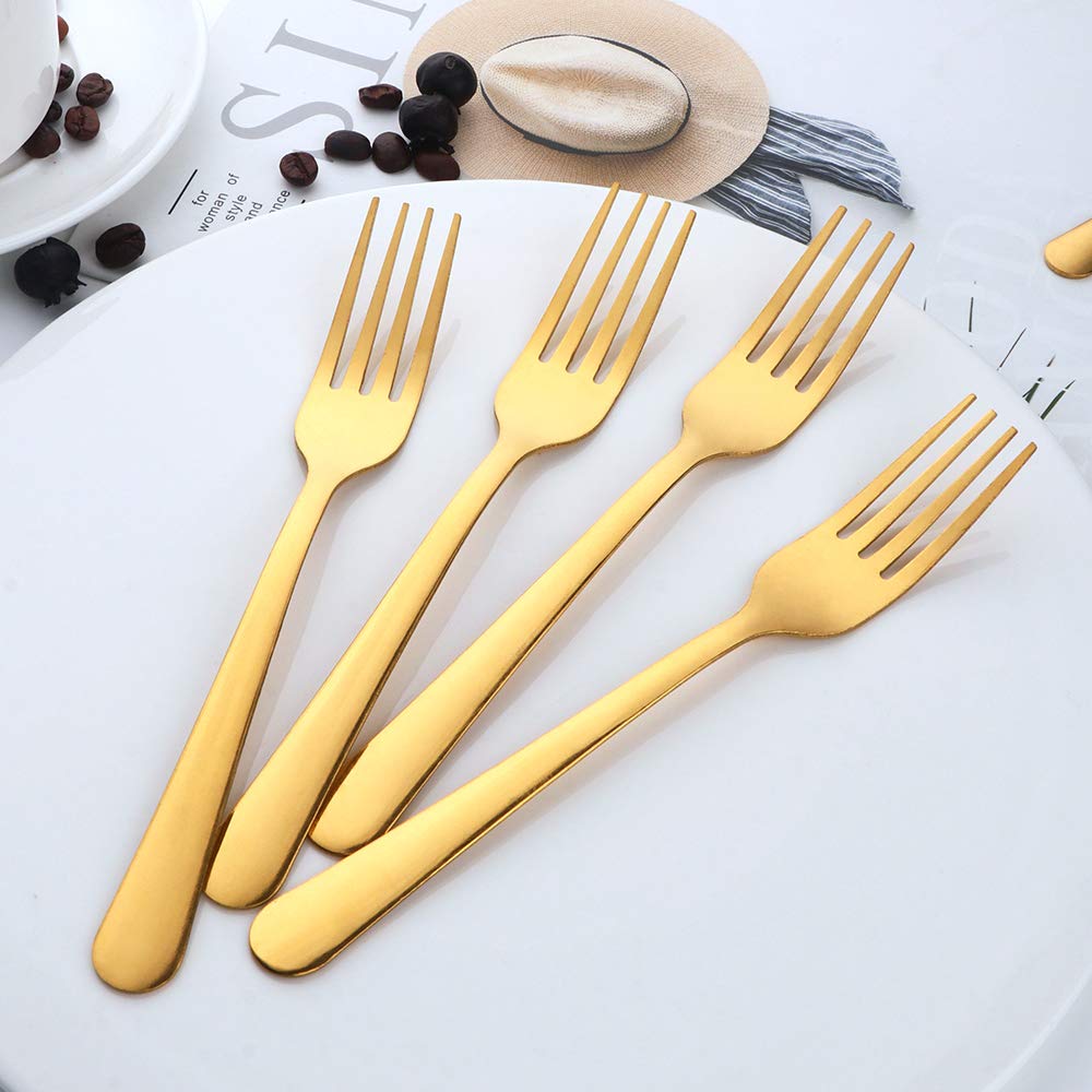Buyer Star 7 Inch Gold Dinner Fork Set Of 24, Stainless Steel Flatware Forks For Restaurant, Hotel, Dishwasher Safe