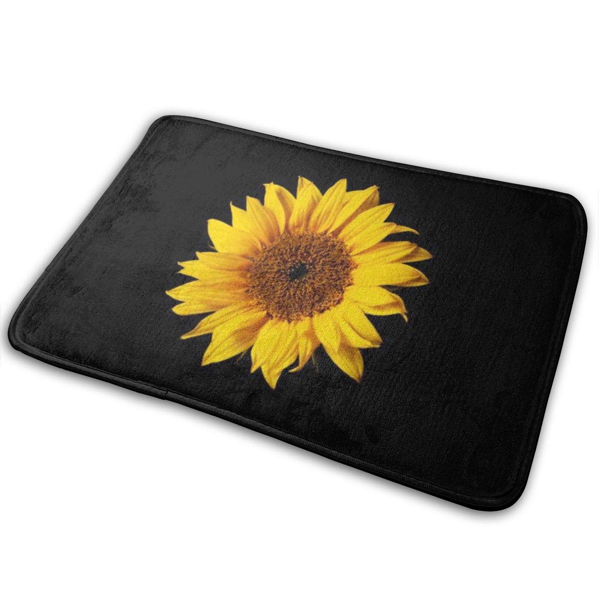 HUNANing Bathroom Rug Mat (30 X 18 Inch) Sunflower Yellow on Black Sun Flowers,Extra Soft and Absorbent Rugs,Machine Wash/Dry,Fl