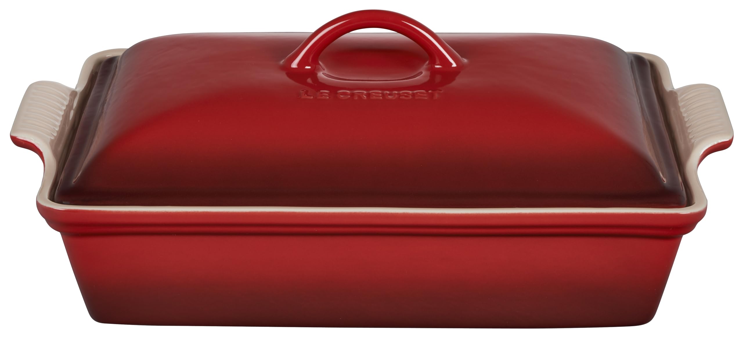 Le Creuset Stoneware Heritage Covered Rectangular Casserole, 4 Qt. (12'' X 9''), Cerise