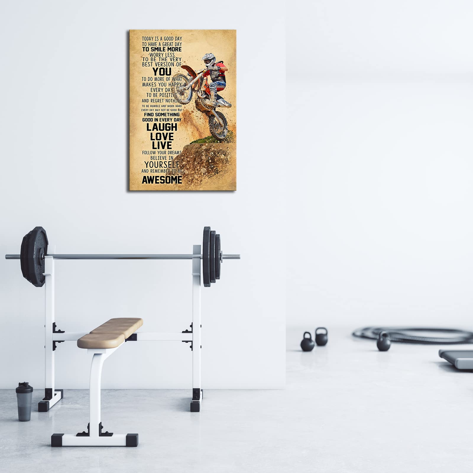 Framed Inspirational Wall Art Canvas Motivational Quotes Motocross Sport Poster Today Is A Good Day Vintage Encouraging Wall Dec