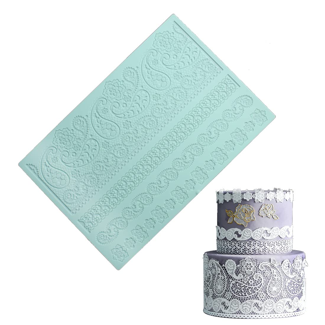 Anyana Paisley Lace Silicone Impression Mat Fondant Imprint Lace Mat Cake Candy Decorating Supplies Pastry Gumpaste Sugar Paste