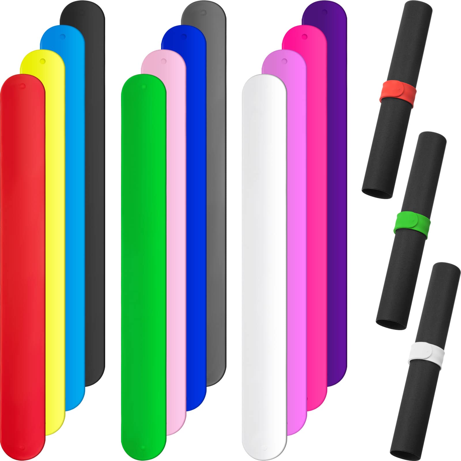 Leyndo 12 Pcs Wrapping Paper Roll Holder Clips Silicone Snap Bands Covered Metal Strips Flip 1 X 9 In Vinyl Roll Poster Holder F