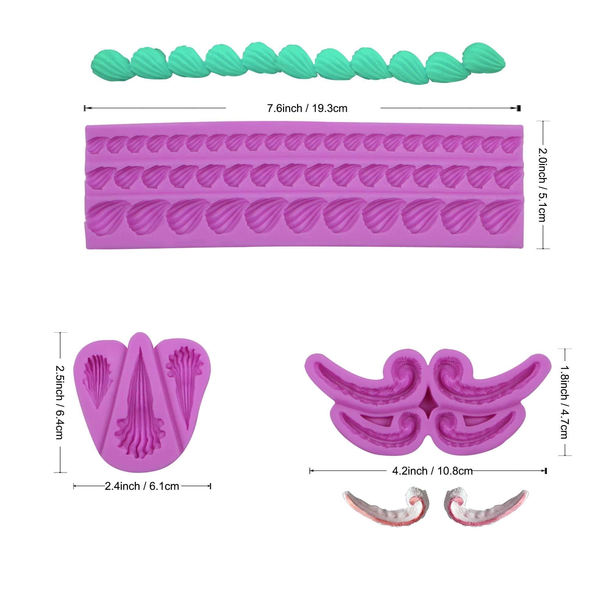 Relief Cake Decoration Relief Silicone Chocolate Molds, 3 Packs Baroque Border Fondant Mold For Birthday Party, Wedding Cake Dec