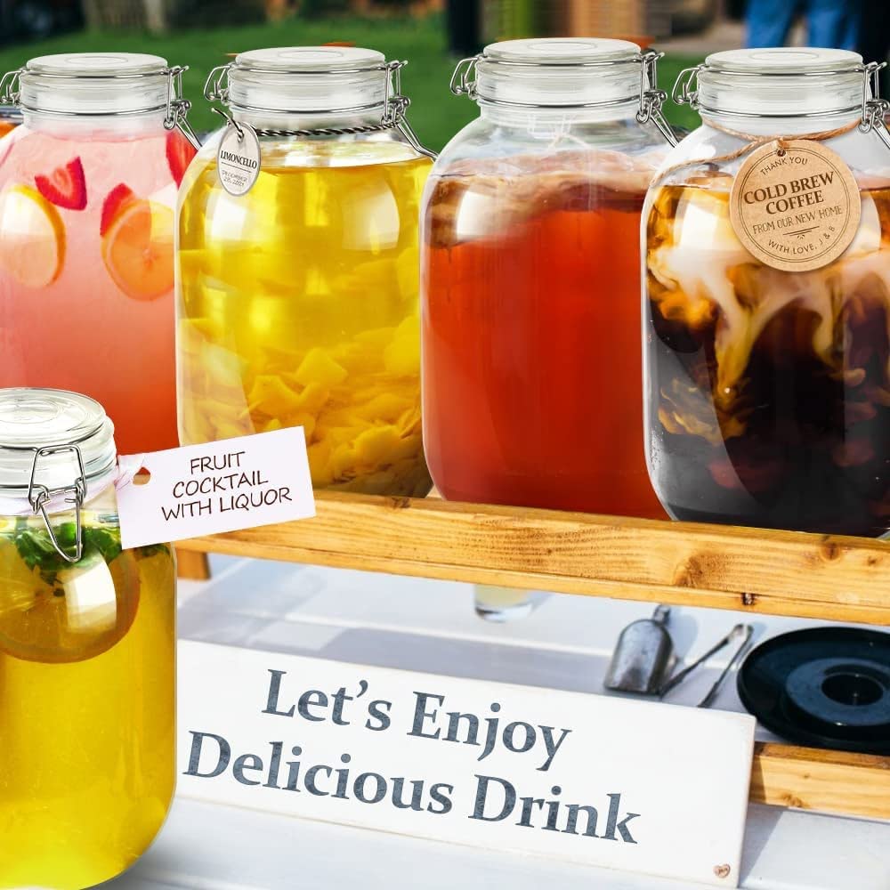 Folinstall 1 Gallon Glass Jar With Airtight Lid, Large Mason Jar For Pickled Eggs, Clear Glass Storage Jar For Kombucha, Limonce