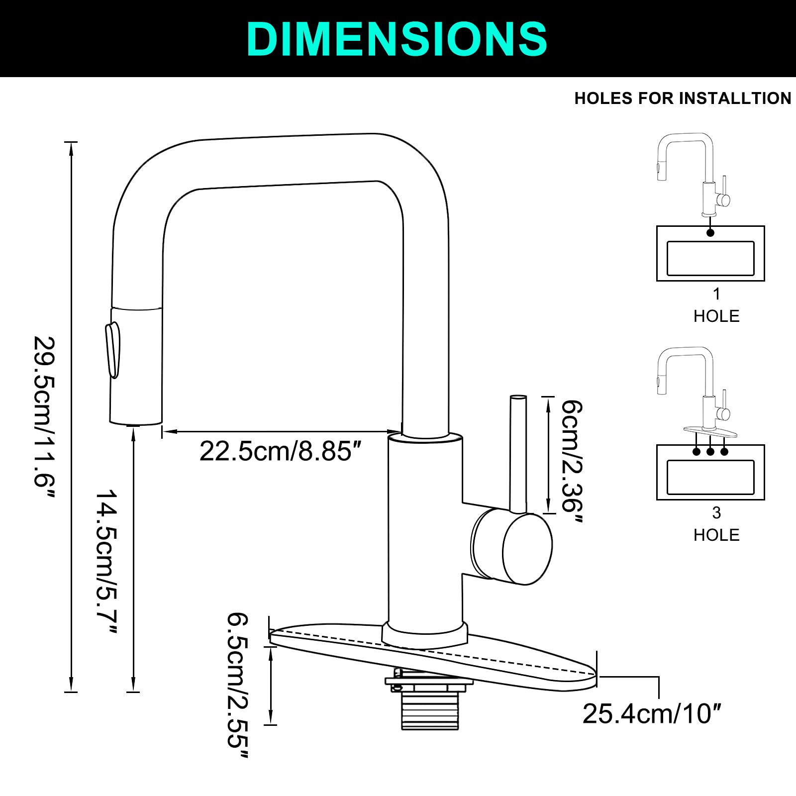 Kitchen Faucet Single Handle Stainless Steel Kitchen Sink Faucet with Pull Out Sprayer Matte Black