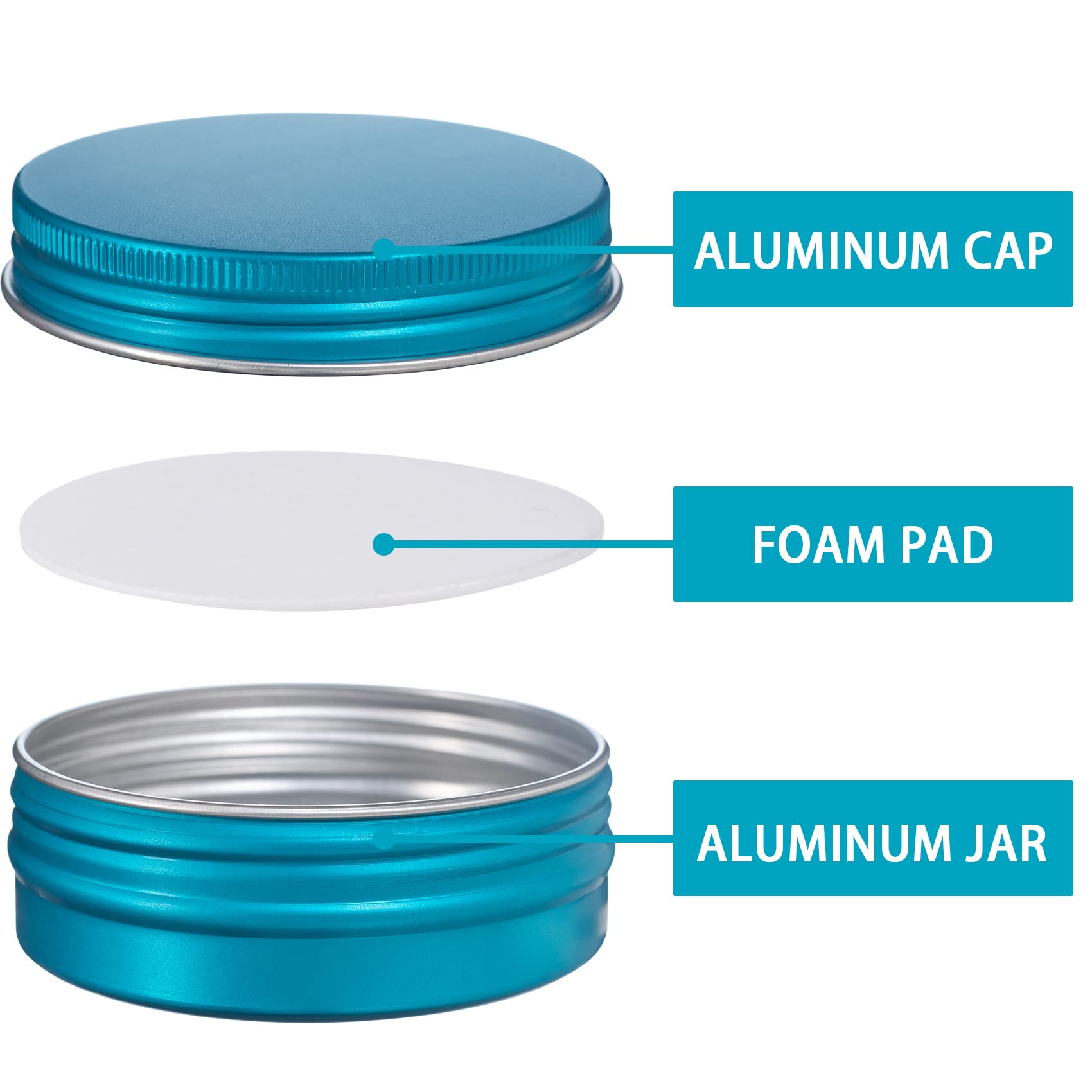 2 Oz / 60Ml Screw Top Aluminum Tin Jar With Screw Lid And Blank Labels - Pack Of 23 (Lake Blue)