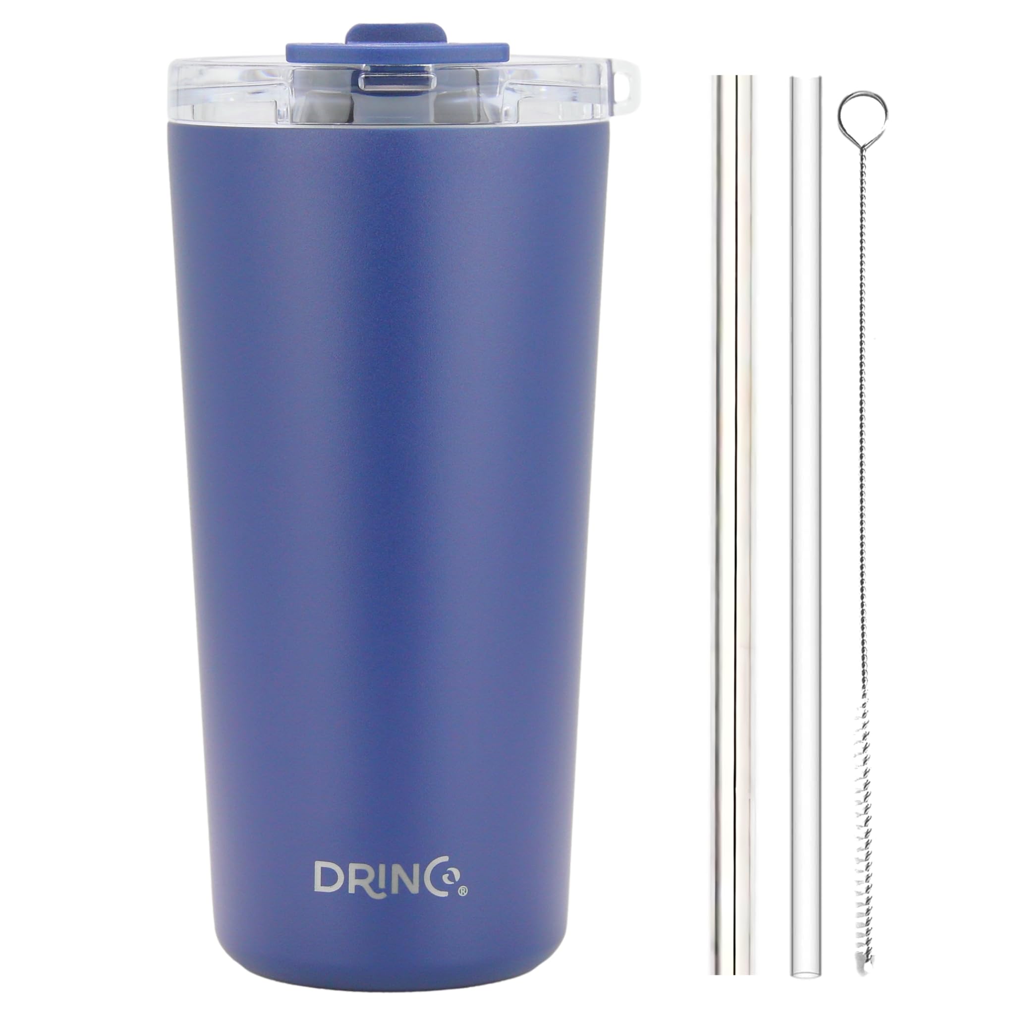 Drinco - 20 Oz Stainless Steel Tumbler  Double Walled Vacuum Insulated Mug With Lid, 2 Straws, For Hot & Cold Drinks (2Pk, 2Pk 2