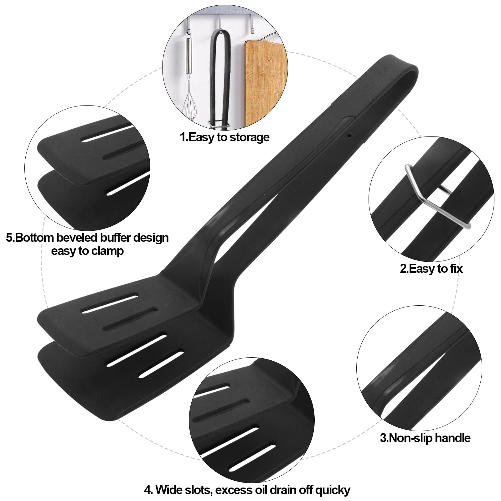 Silicone Kitchen Cooking Tongs, Premium Stainless Steel Silicone Barbecue Clamp, Multipurpose Bbq Clamp Spatula For Gripper Brea