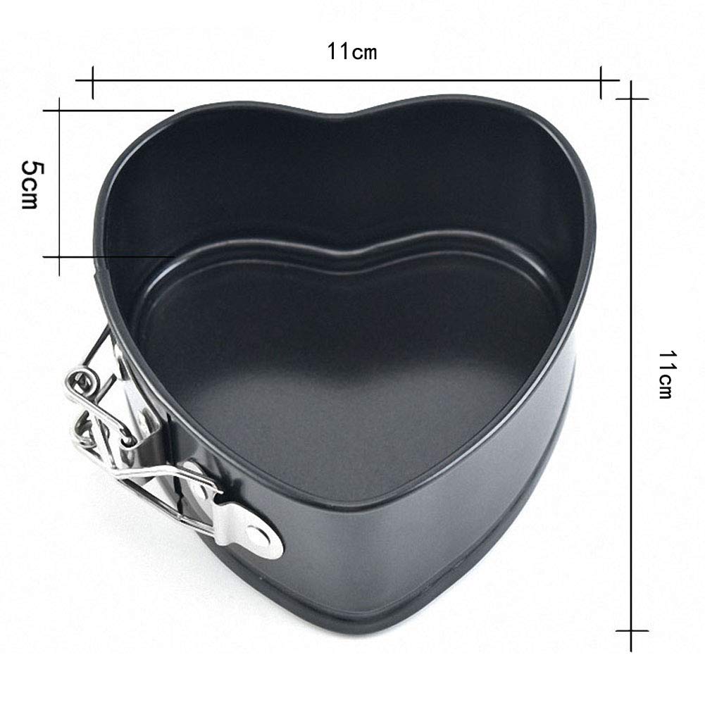 Jmxc Set Of 4 Mini Non-Stick Spring Pan, 4 Inch Heart Shaped Cake Pan, Sturdy Steel, Hand Wash