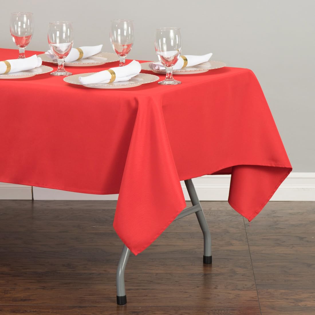Ltc Linens 2 Pack Christmas Red Rectangular Tablecloths 60 X 102 Inch For 6 Ft Rectangle Banquet Tables With Half-Drop - Stain A