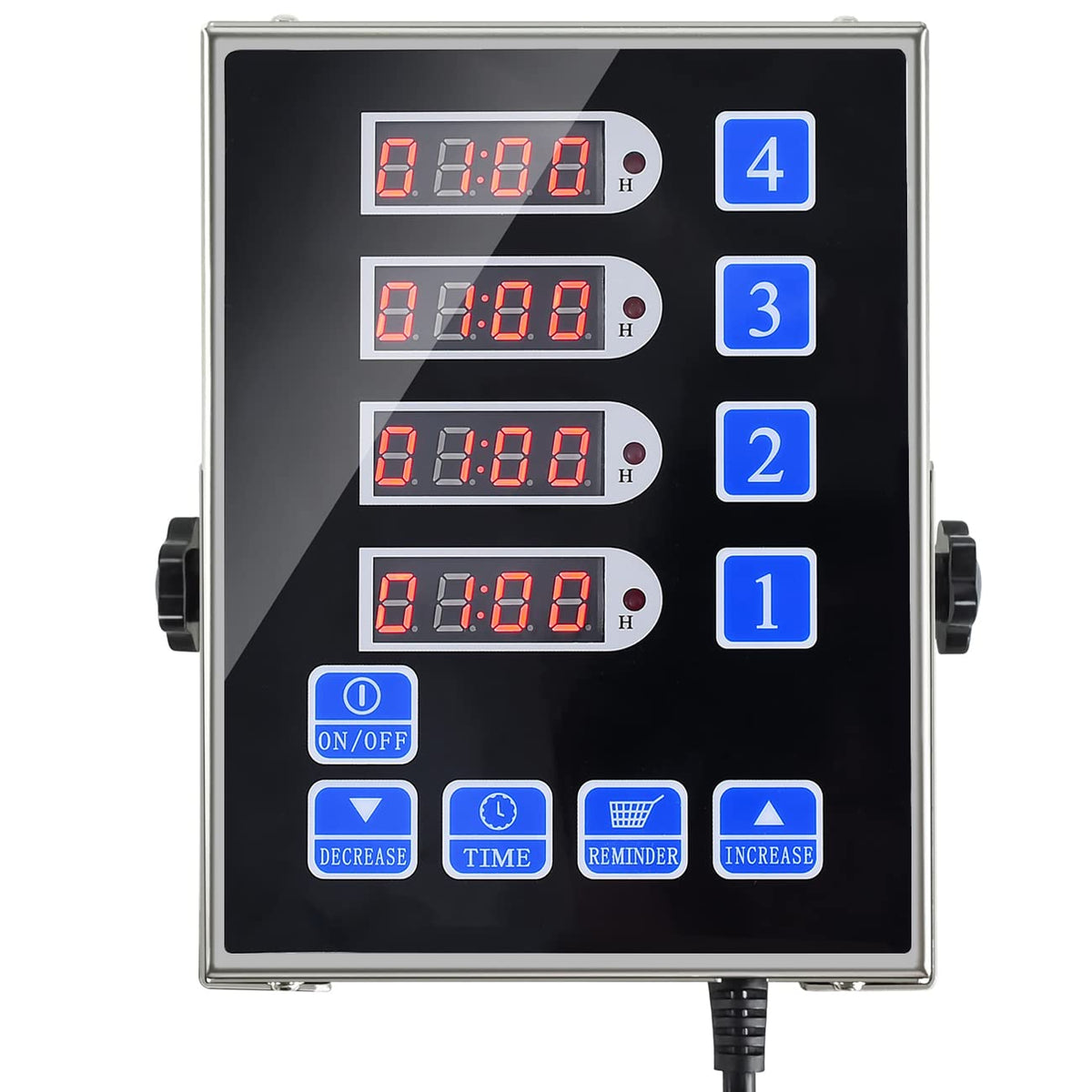 Yooyist Kitchen Timer Commercial Restaurant Cooking Timers Digital 4 Channel Loud Reminder Heavy Duty Stainless Steel For Food F