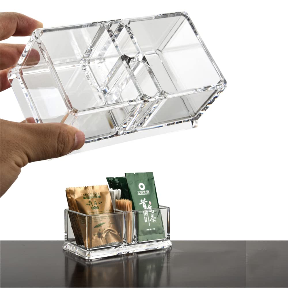 Yakri Clear Acrylic Two Lattices Tea Bags Holder Coffee Sugar Bag Case Guest Room Storage Boxes Ytbh-001
