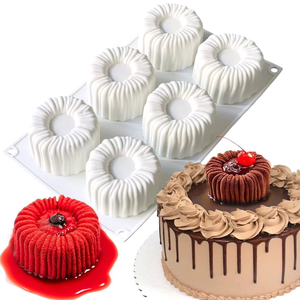 6Hole 3D Cylindrical Coil Cake Mold Food Grade Silicone Molds for Baking Candy Chocolate Jelly Mousse Cake Dessert Silicone Bak
