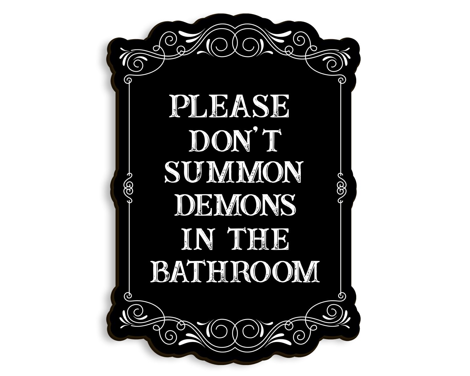 Color Valley Art - Please Do Not Summon Demons In The Bathroom, Funny Gothic Decor Bathroom Wall Art, Wooden Spooky Wall Hanging
