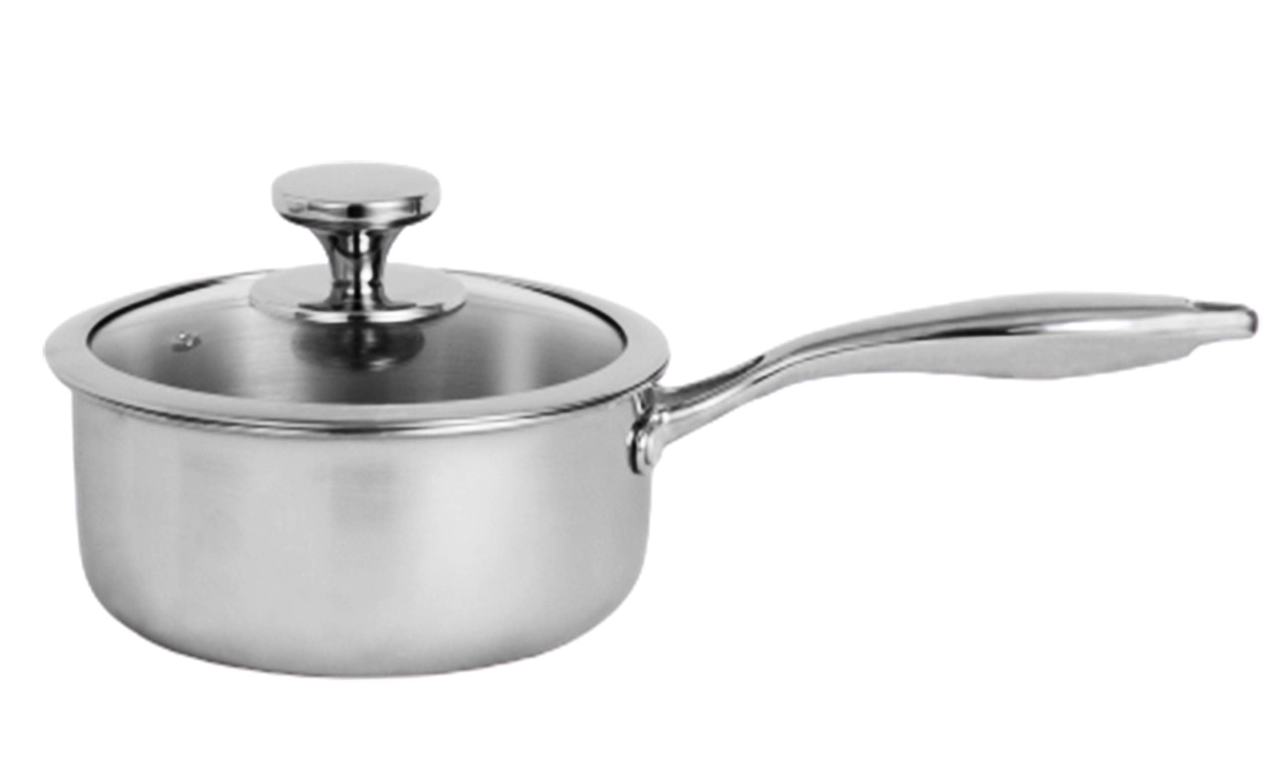 Nirlon Platinum Triply Stainless Steel Saucepan With Glass Lid 16Cm (Induction Friendly), 1.5 Liter