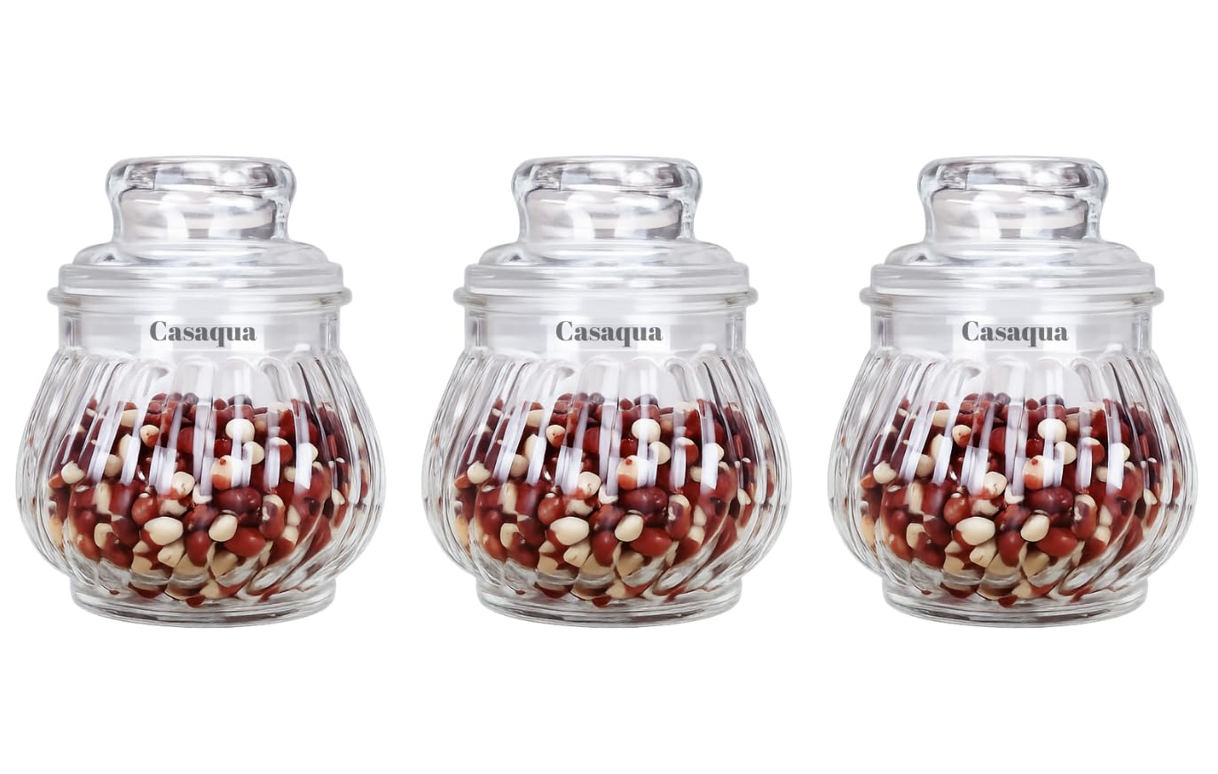 Casaqua Kitchen Mini Container Set  150 Ml Clear Glass Container With Lid Airtight Kitchen Storage Glass Canister Jar For Cooki
