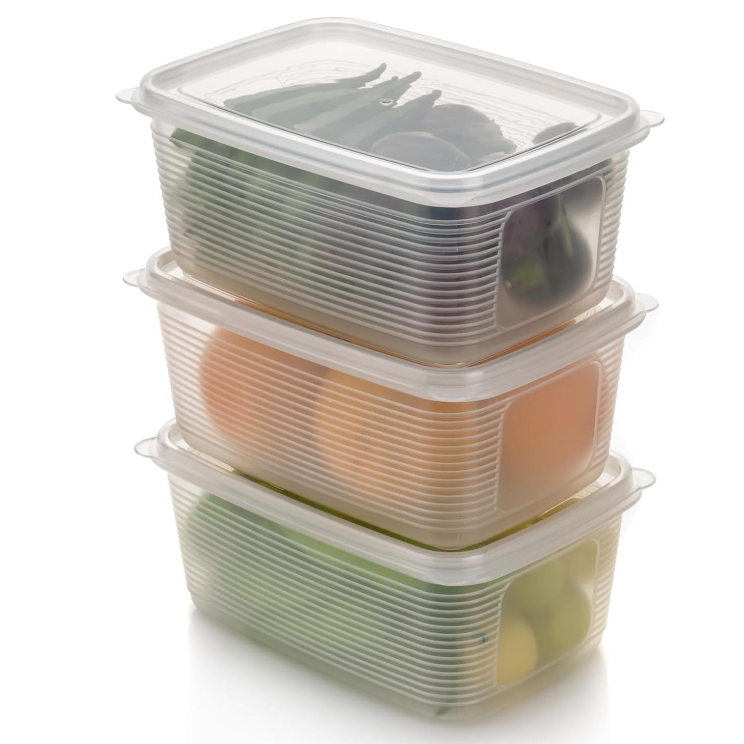 Elexa Plastic Food Storage Containers With Lids, Stackable, Clear, Refrigerator Pantry Organizer Freezer Dabba Box (1800Ml) (2)