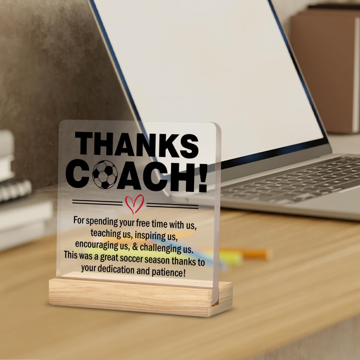 Soccer Coach Thank You Gifts, End of Season Soccer Gifts, Appreciation Gifts for Soccer Coach Clear Desk Decorative Sign Home Of