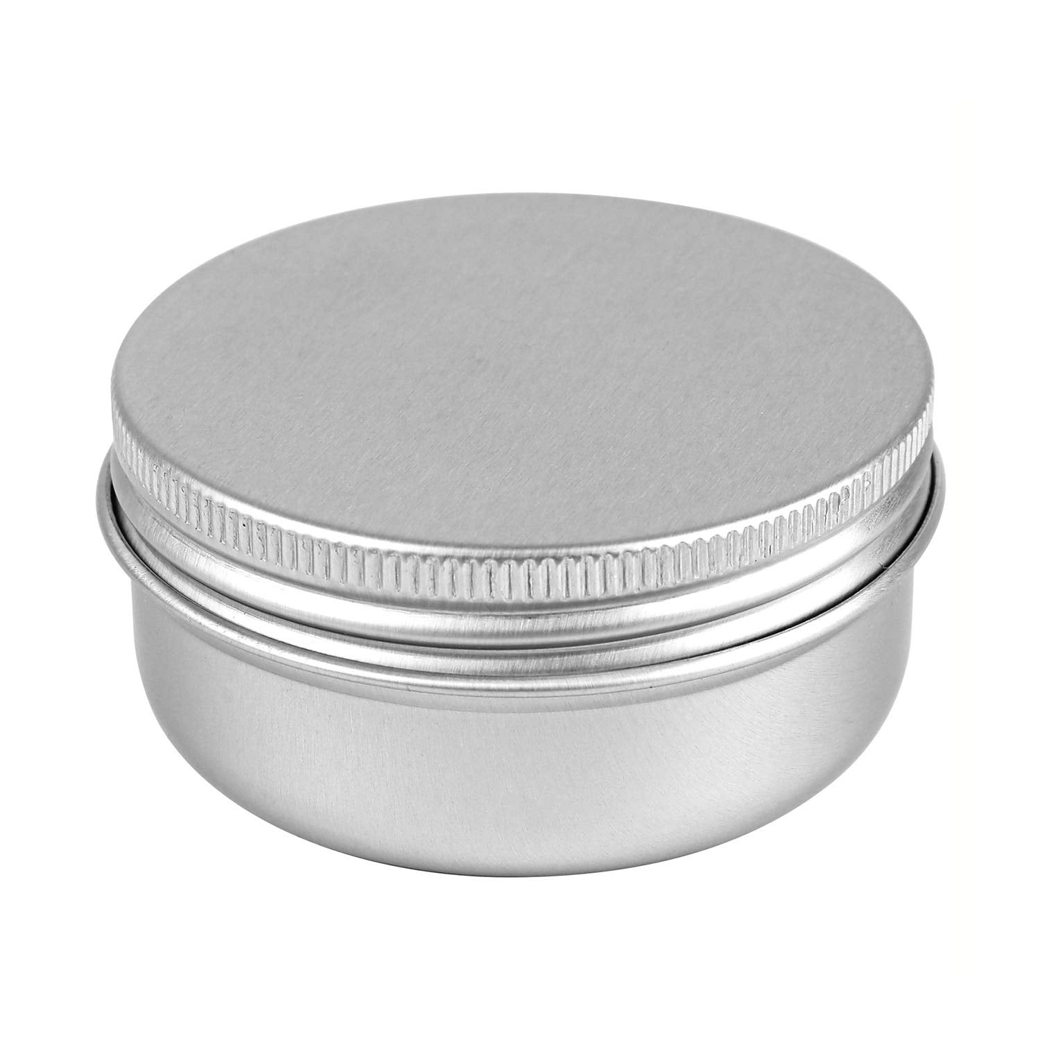 Foraineam 60 Pack 1.7 Oz / 50Ml Round Aluminum Lip Balm Tin Cans With Screw Top Lids - Silver Cosmetic Sample Containers - Metal