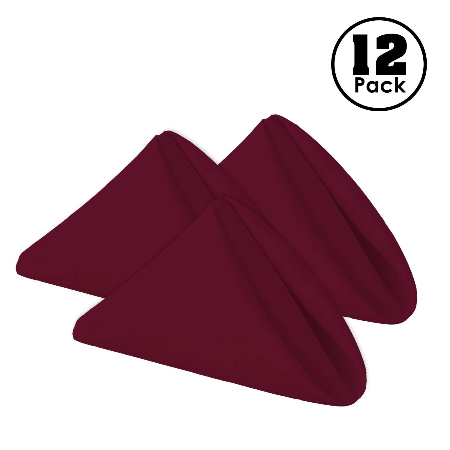 Gee Di Moda Cloth Napkins - 17 X 17 Inch Burgundy Dinner Napkins - Set Of 12 Soft & Absorbent Washable Fabric Cloth Table Napkin