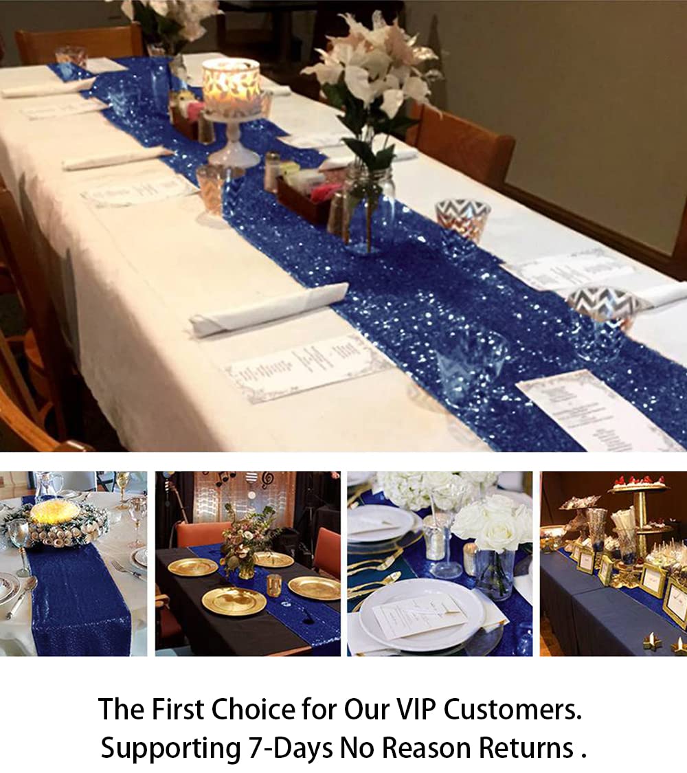 Shinybeauty Navy Blue Table Runners Pack Of 2 Sequin Table Runners 12Inx108In Navy Tablecloth Dining Table Runner For Round Tabl
