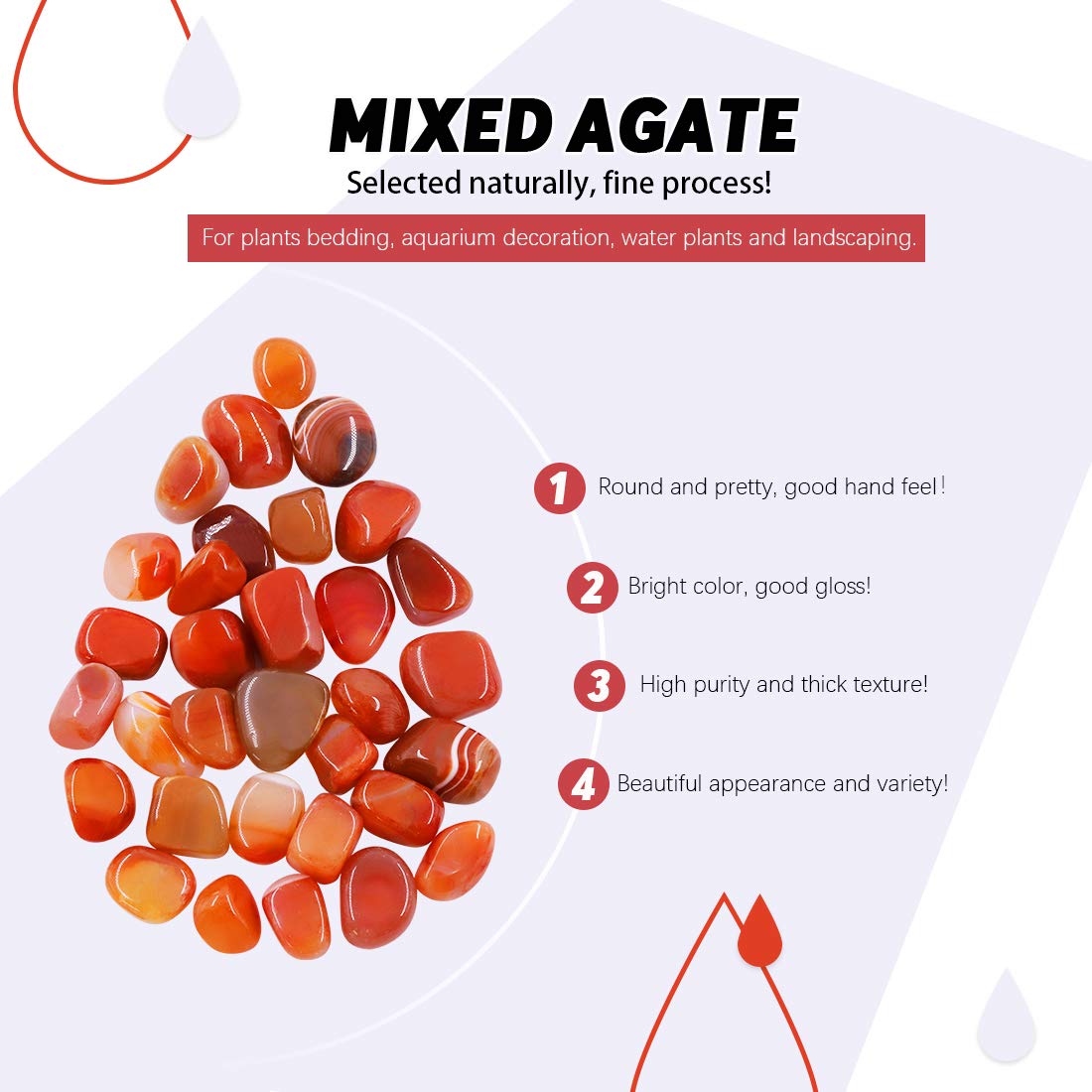 Hilitchi Reddish Brown Agate Stone Tumbled Stones for Plants Cacti & Succulents Bedding  Vase Filler  Landscape Bottom Decoration (About 1lb(455g)/Bag)