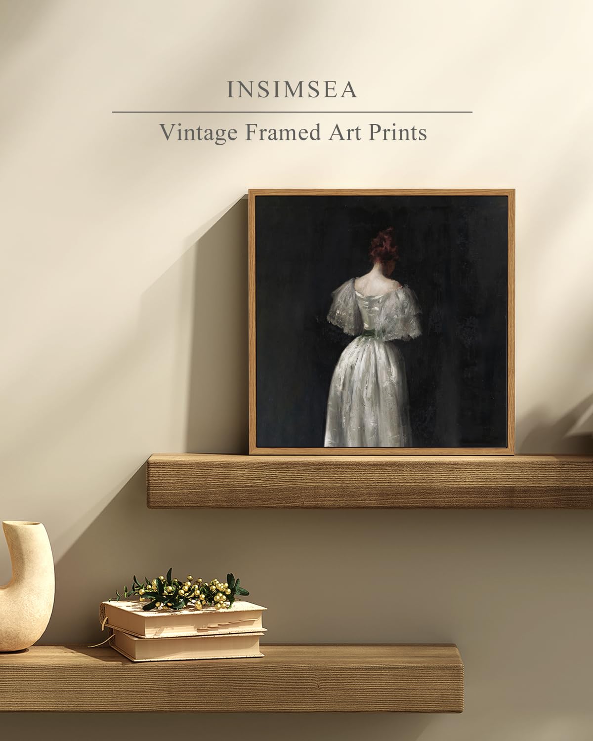 Insimsea Square Framed Canvas Wall Art, Seventeenth Century Lady Home Decor, Classical Wall Art Paintings, Desk Decor, Canvas Pr