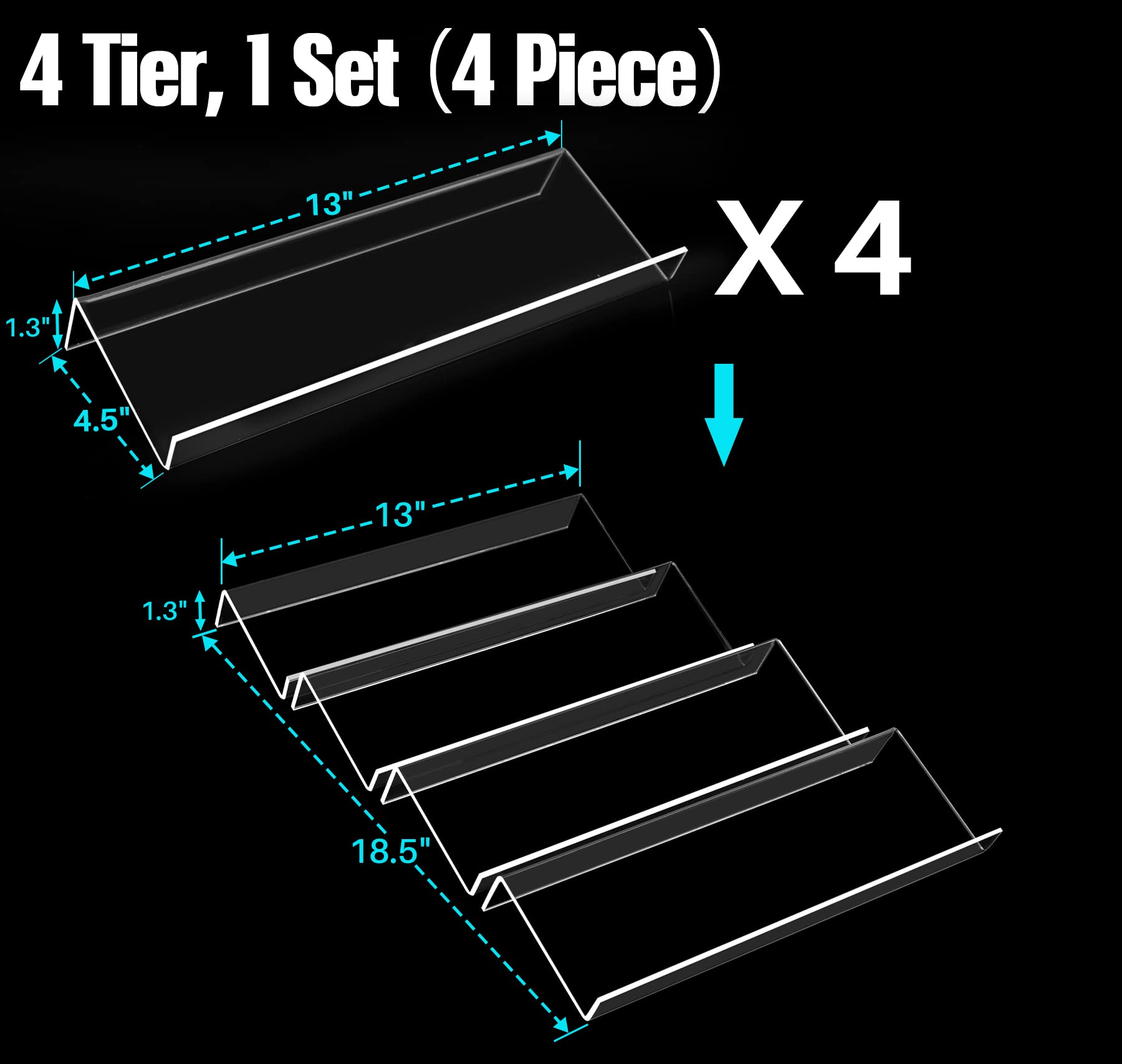 Antimbee Spice Drawer Organizer, 4 Tier- 4 Pack Acrylic Spice Rack Tray for Drawer,Kitchen Spice Rack Tray for Countertop expand