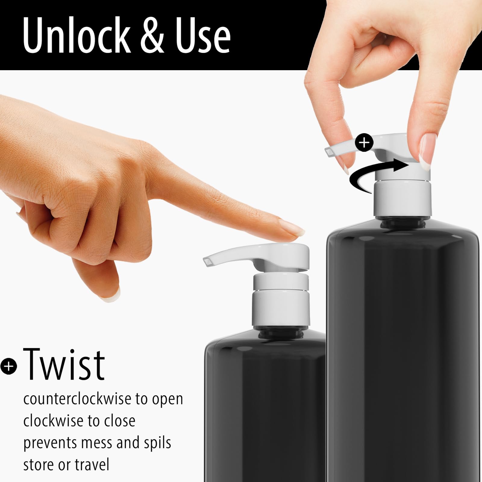 Bar5F 33.8-Ounce Pump for Shampoo and Conditioner  Lotion  etc. for 1-Inch Bottle Neck Pack of 2