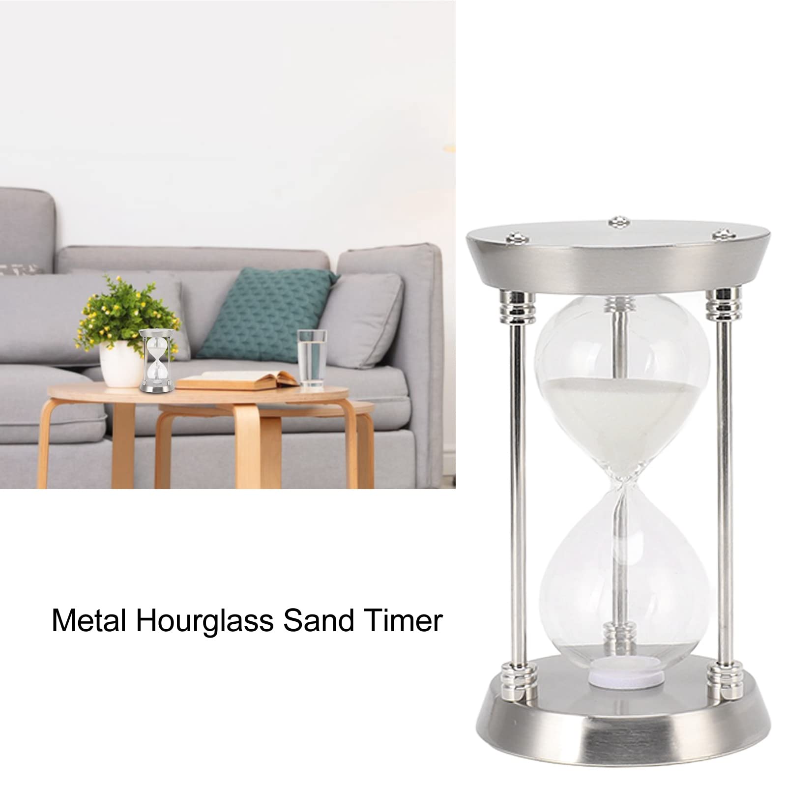 Fdit Metal Empty Hourglass Sand Timer Set Frame Sand Timer Clock Vintage High Glossy Sandglass Clock For Wedding Home Desk Offic